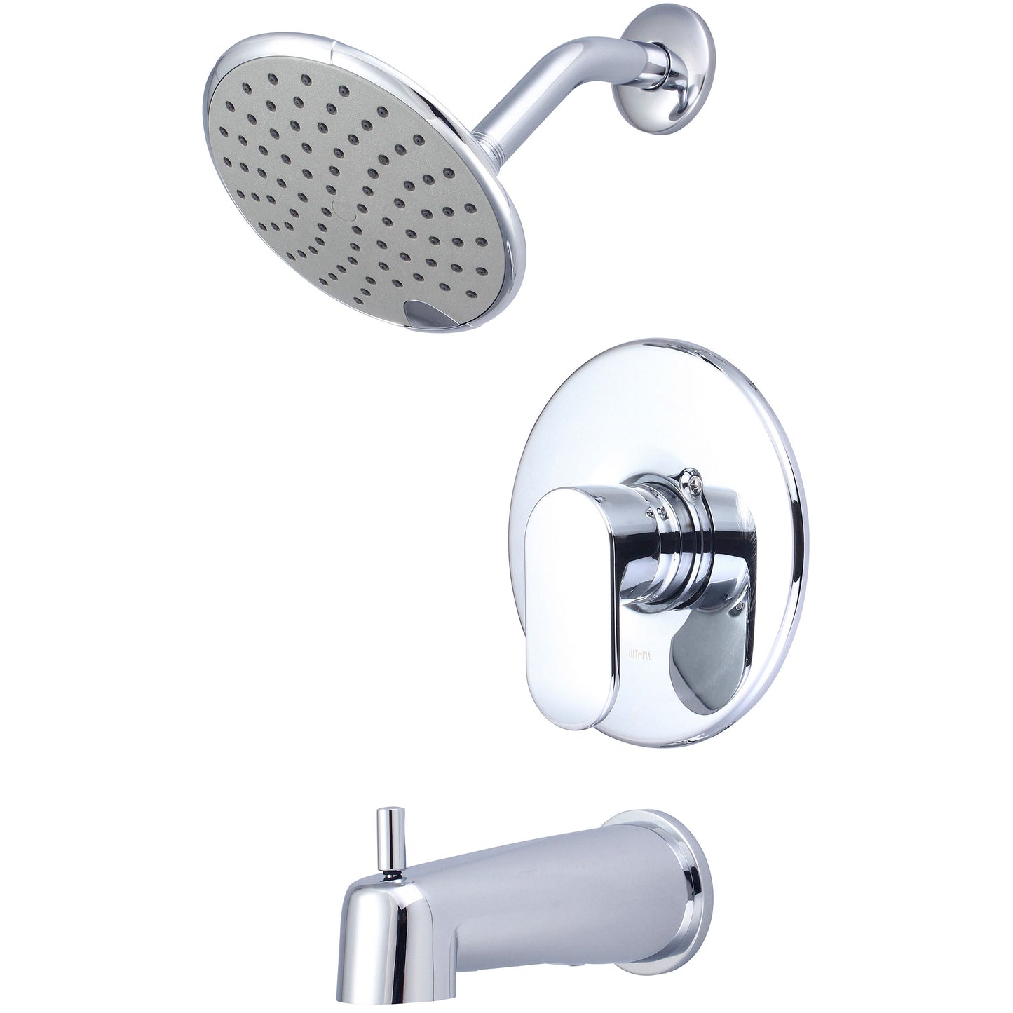 Olympia T-2334 TUB & SHWR TRIM SET-LVR HDL EXT. COMBO DVR TUB SPT W/ESCUTCHEON SINGLE FUNC RAIN SHWR-CP