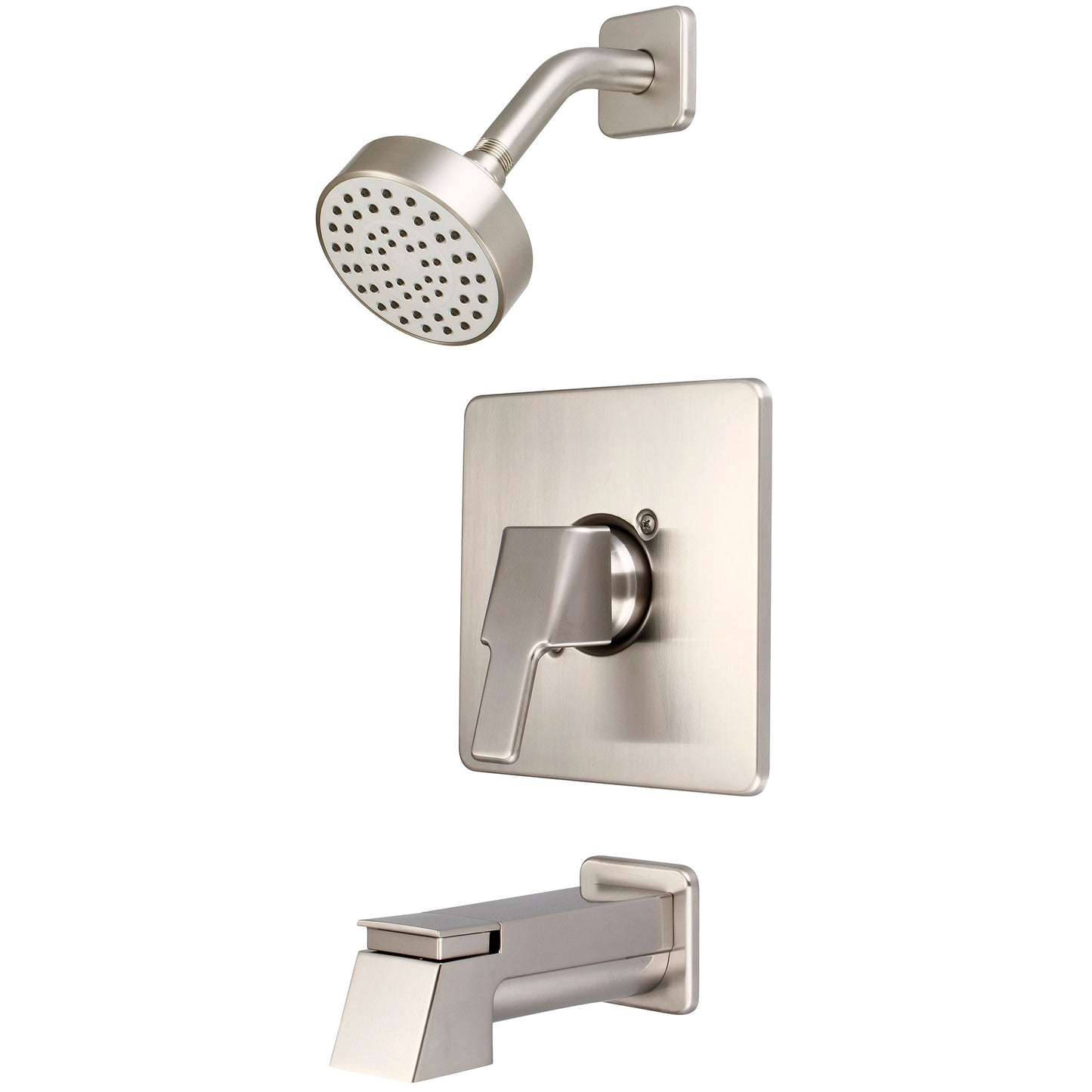 Olympia T-2396-BN TUB & SHWR TRIM SET-LVR HDL EXT. COMBO DVR TUB SPT W/ESCUTCHEON SINGLE FUNC SHWR-PVD BN