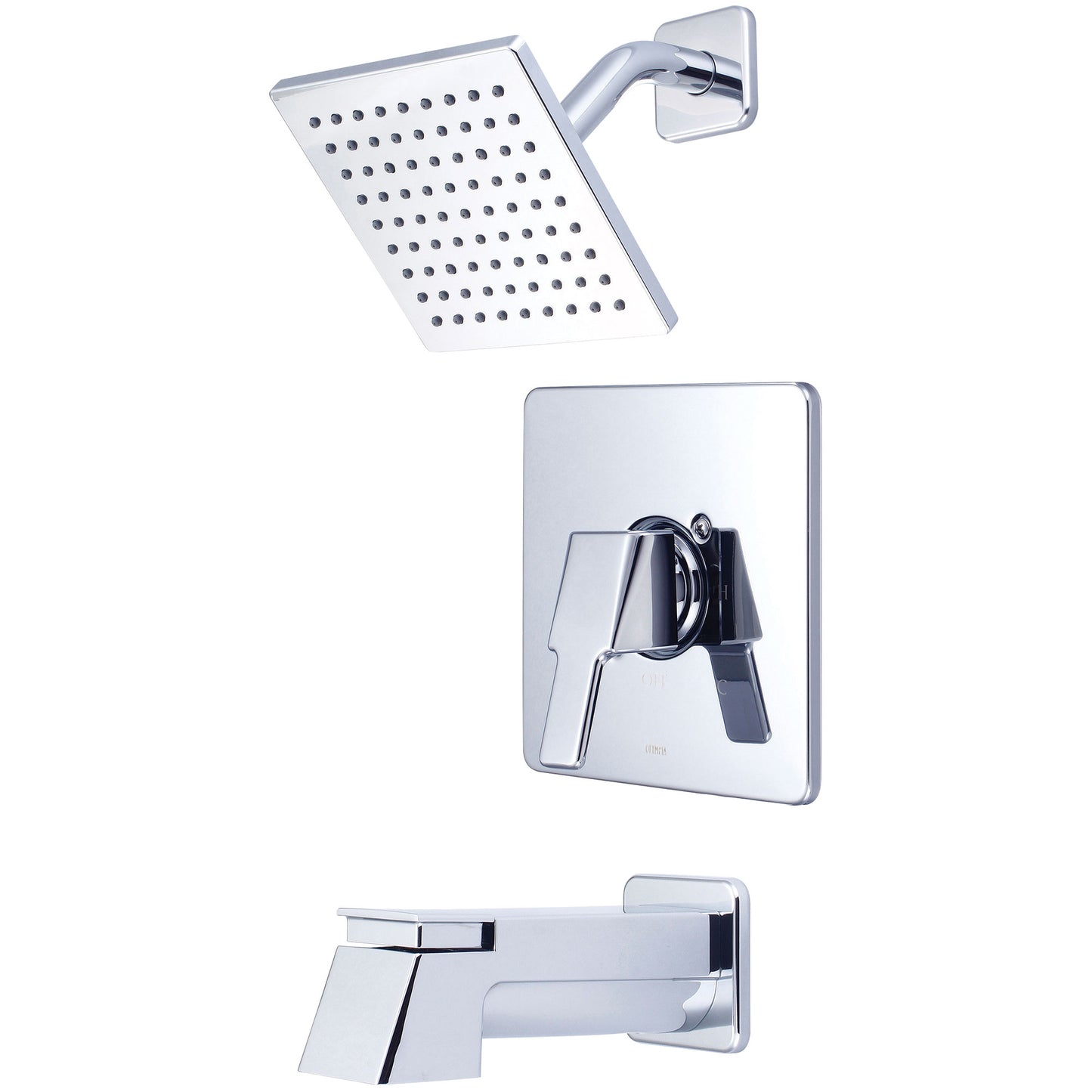 Olympia T-2398-6 TUB & SHWR TRIM SET-LVR HDL EXT. COMBO DVR TUB SPT W/ESCUTCHEON SINGLE FUNC 6" SQUARE SHWR-CP