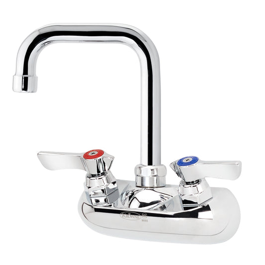 Krowne 10-435L SILVER SERIES 4" CENTER Wall Mount Faucet, 1/4 TURN Ceramic ValveS, 4" Double BEND SPOUT             