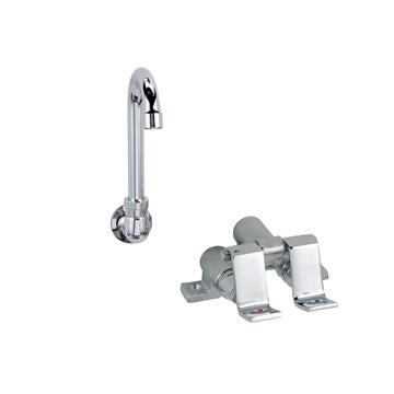 CHG KL25-1000-KIT Encore Foot Valve with Dual Pedal and Rough Chrome Valve Body, Includes 3-1/2" Swivel Gooseneck Spout