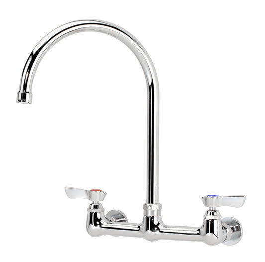 Krowne 12-802L SILVER SERIES 8" CENTER Wall Faucet, 1/4 TURN Ceramic ValveS, WITH 8-1/2" WIDE GOOSENECK SPOUT