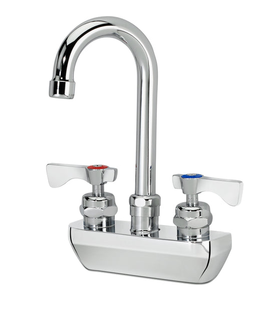 Krowne 14-400L ROYAL SERIES 4" CENTER Wall Faucet, 1/4 TURN Ceramic CARTRIDGE ValveS, WITH 3-1/2" GOOSENECK SPOUT   