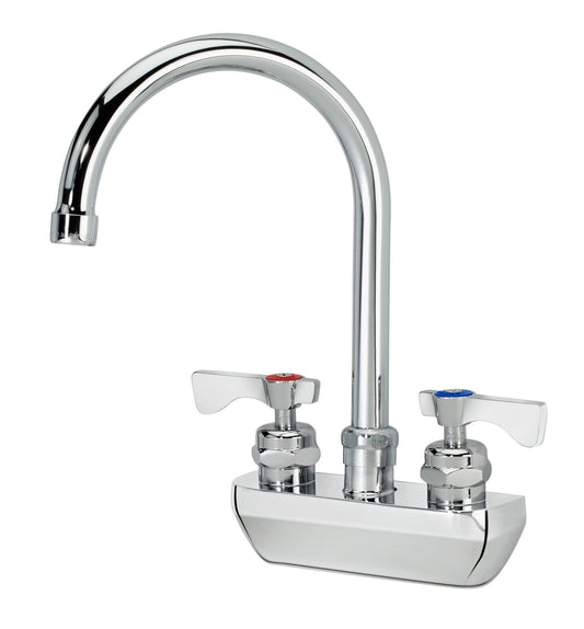 Krowne 14-401L ROYAL SERIES 4" CENTER Wall Faucet, 1/4 TURN Ceramic CARTRIDGE ValveS, WITH 6" WIDE GOOSENECK SPOUT  