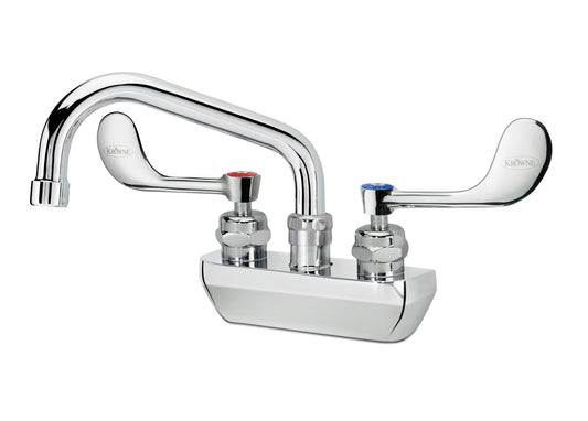 Krowne 14-406L-W-E4 ROYAL SERIES 4" Wall MNT Faucet WITH 6" SWING SPOUT, VR WRISTBLADE HandLES, 1.5 GPM AERATOR          