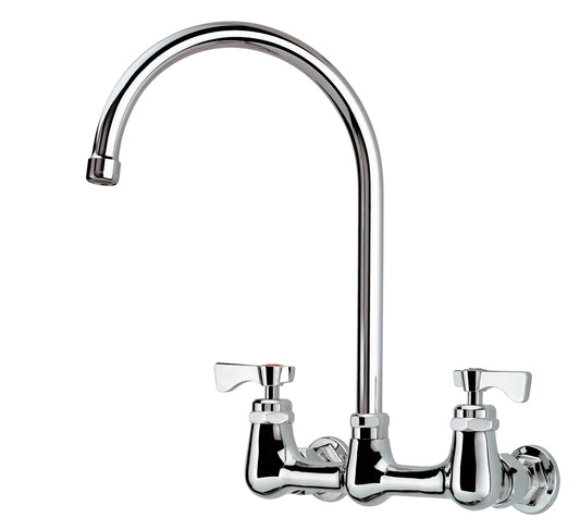 Krowne 14-802L ROYAL SERIES 8" CENTER Wall Faucet, 1/4 TURN Ceramic CARTRIDGE ValveS, W/ 8-1/2" WIDE GOOSENECK SPT  
