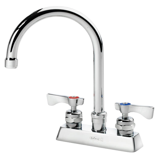 Krowne 15-301L ROYAL SERIES 4" CENTER DECK Faucet WITH 6" GOOSNECK SPOUT                    
