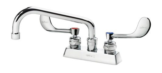 Krowne 15-308L-W-E4 ROYAL SERIES 4" Deck Mount Faucet WITH 8" SWING SPOUT, VR WRISTBLADE HandLES, 1.5 GPM AERATOR        