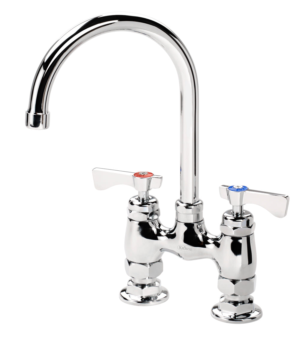 Krowne 15-401L ROYAL SERIES 4" CENTER RAISED DECK Faucet WITH 6" WIDE GOOSENECK SPOUT       