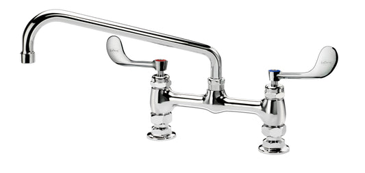 Krowne 15-812L-W-E4 ROYAL SERIES 8" RAISED DECK MNT FCT WITH 12" SWING SPOUT, VR WRISTBLADE HandLES, 1.5 GPM AERATOR     