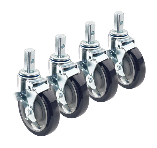 Krowne 28-130S ROYAL SERIES CASTER FOR ALUMINUM RACKS WITH 5" LOCKING WHEELS - 4 PER SET    