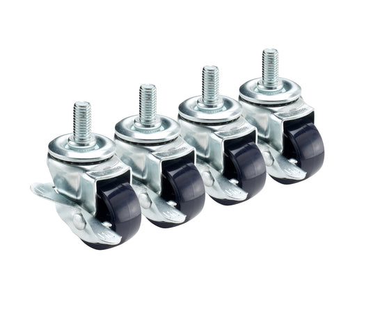 Krowne 28-139S LOW PROFILE 1/2" THREADED STEM CASTER WITH 2" LOCKING WHEEL - SET OF 4       