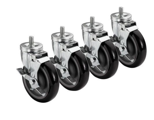 Krowne 28-145S SET OF 5/8" -11 THREADED STEM CASTER WITH 5" LOCKING WHEELS- 4 PIECES        