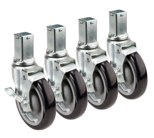 Krowne 28-172S Krowne 28-172S. 6" Overall 1" Square Post Shelving Caster with Side Brake, 5" Wheel, Set of 4.            