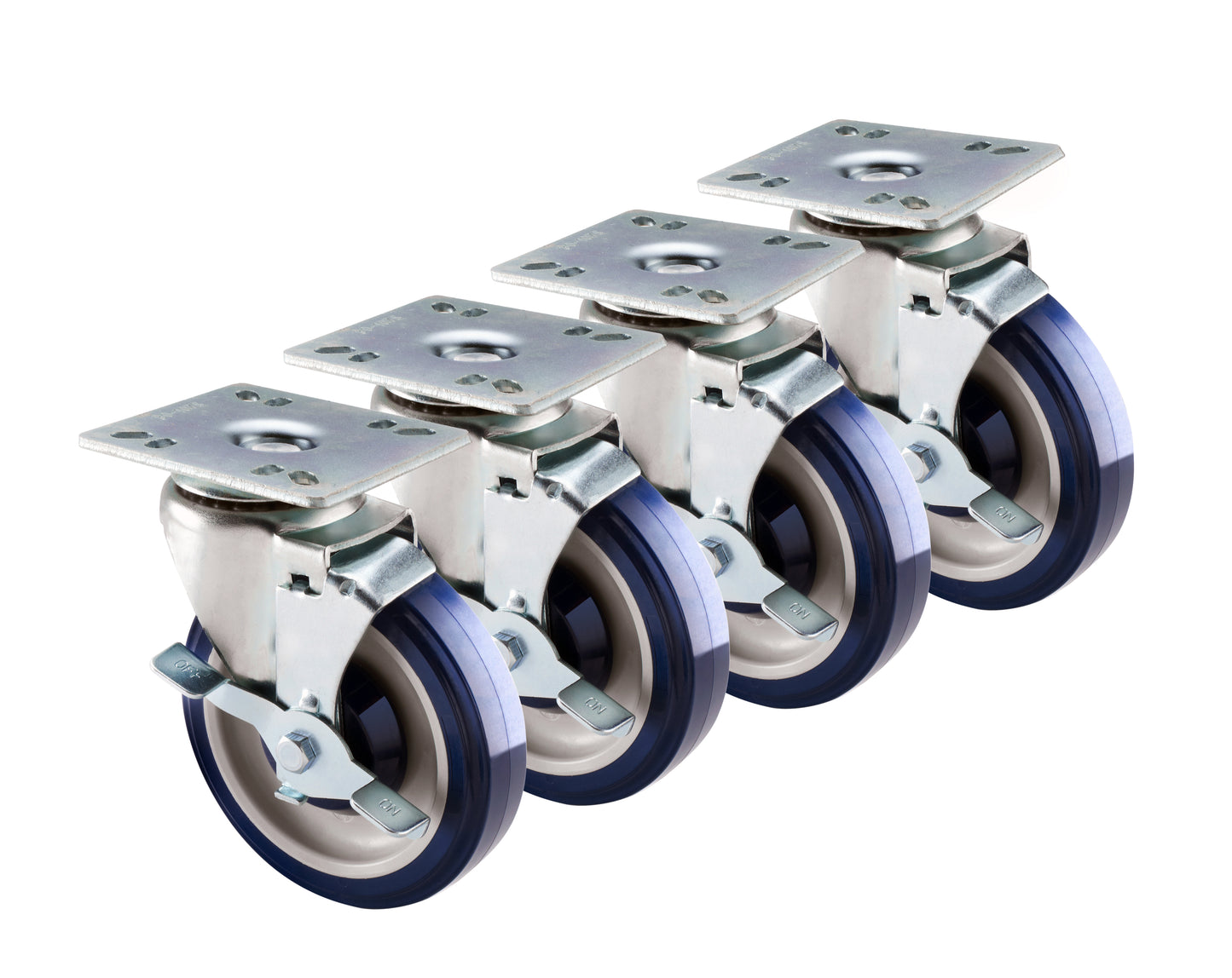 Krowne 30-111S Krowne 30-111S. Economy Series 6" Overall 3-1/2" x 3-1/2" Universal Plate Caster with Side Brake, 5" Wheel, Set of 4.