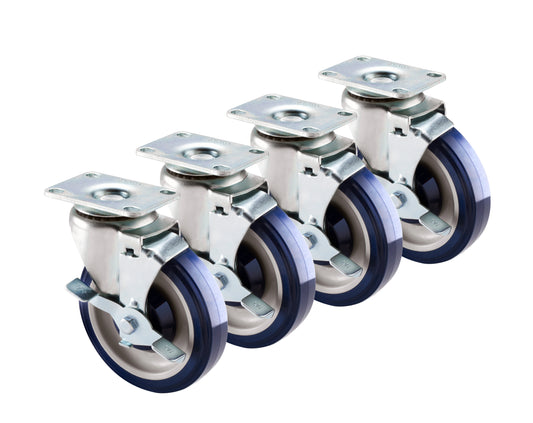 Krowne 30-113S Krowne 30-113S. Economy Series 6" Overall 2-3/8" x 3-5/8" Plate Caster with Side Brake, 5" Wheel, Set of 4.