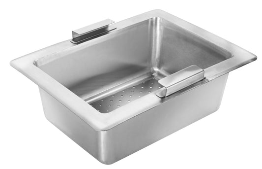 Krowne 30-152 Krowne 30-152. STAINLESS STEEL PERFORATED Drain BASKET WITH HandLES FOR 10" X 14" Sink BOWLS.