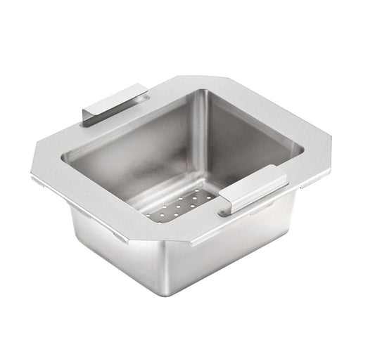 Krowne 30-153 Krowne 30-153. STAINLESS STEEL PERFORATED Drain BASKET WITH HandLES FOR 10" X 12" Sink BOWL.