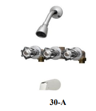 Union Brass 30A 3-Vlv T&S Com.Vlv Acrylic Hdl