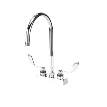 CHG KL41-4001-SE4 Encore 4" OC Deck Mount Faucet with 8-1/2" Swivel Gooseneck Spout and 4" Wrist Blade Handles