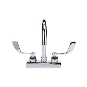 CHG KL41-4002-SE4Z Encore 4" OC Deck Mount Faucet with 6-1/2" Swivel Gooseneck Spout and 4" Wrist Blade Handles, Retail Packaging