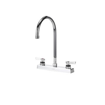 CHG KL41-8101-SE1Z Encore 8" OC Deck Mount Faucet Ceramic Valves with 8-1/2" Swivel Gooseneck Spout, Retail Packaging