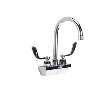 CHG KL45-4102-RE4 Encore 4" OC Wall Mount Faucet Ceramic Valves with 6" Rigid Gooseneck Spout and 4" Wrist Blade Handles
