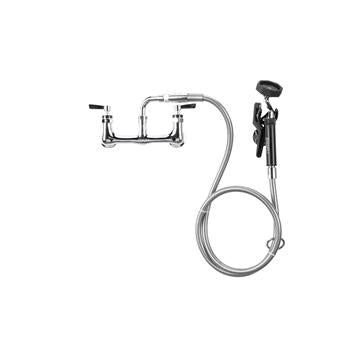 CHG KL53-2000 Encore 8" OC. Brass Chrome Plated Wall Mount Utility Spray Assembly Angled Spray Head and 72" Hose