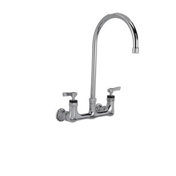 CHG KL54-8101-SE1Z Encore 8" OC. Brass Chrome Plated Wall Mount Faucet Ceramic Valves with 8" Swivel Gooseneck Spout, Retail Packaging