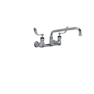 CHG KL54-8114-SE4 Encore 8" OC. Brass Chrome Plated Wall Mount Faucet Ceramic Valves with 14" Swivel Spout 4" Wrist Blade Handles
