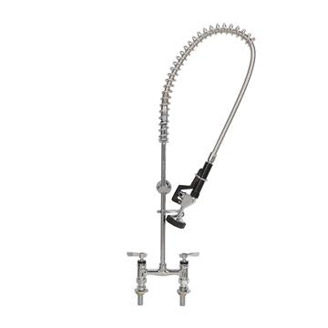 CHG KL56-1000-BRZ Encore  4" OC Brass Chrome Plated Elevated Deck Mount  Pre-rinse with Wall Bracket, Retail Packaging