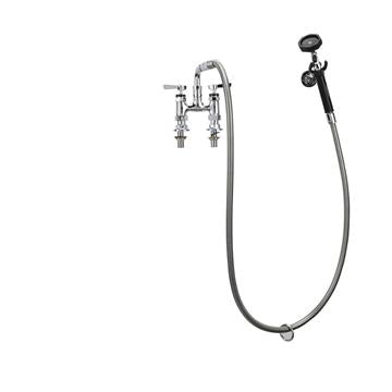 CHG KL56-2000 Encore 4" OC. Brass Chrome Plated Elevated Deck Mount Utility Spray Assembly Angled Spray Head and 72" Hose
