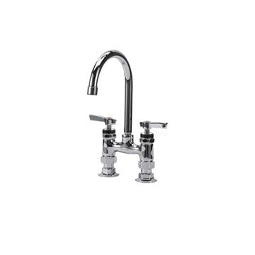 CHG KL57-4002-RE1 Encore 4" OC Brass Chrome Plated Elevated Deck Mount Faucet with 6" Rigid Gooseneck Spout