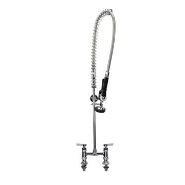 CHG KL66-1000-BS Encore 6" OC Brass Chrome Plated Deck Mount  Pre-rinse Assembly with Wall Bracket and Stainless Steel Spring