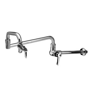 CHG KL70-9024-SP Encore Brass Chrome Plated Single Wall Mount Faucet with 24" Swivel Spout with Pot Filler End