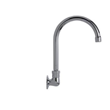 CHG KL72-9002-R Encore Brass Chrome Plated Wall Mount Spout Base with 6" Rigid Gooseneck Spout