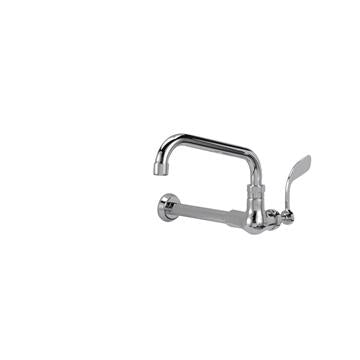 CHG KL76-9008-SE4 Encore Brass Chrome Plated Single Wall Mount Wok Range Faucet with 8" Swivel Spout and 4" Wrist Blade Handles
