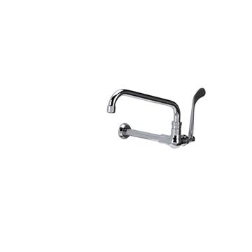 CHG KL76-9010-SE6 Encore Brass Chrome Plated Single Wall Mount Wok Range Faucet with 10" Swivel Spout and 6" Wrist Blade Handles