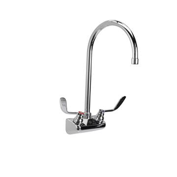CHG TLL15-4101-SE4Z Top-Line 4" OC Wall Mount Faucet Ceramic Valves with 8-1/2" Swivel Gooseneck Spout and 4" Wrist Blade Handles, Retail Packaging