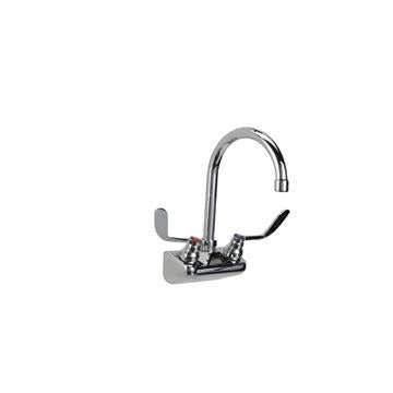 CHG TLL15-4102-SE4Z Top-Line 4" OC Wall Mount Faucet Ceramic Valves with 6" Swivel Gooseneck Spout and 4" Wrist Blade Handles, Retail Packaging