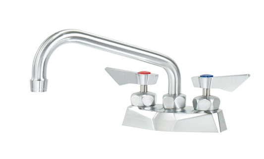 Krowne DX-308 Krowne DX-308. Diamond Series 4" Center Deck Mount Faucet with 8" Swing Spout. Solid chrome plated brass base with ultra-polish satin. Durable full range swing spout with Double o-ring construction. 
