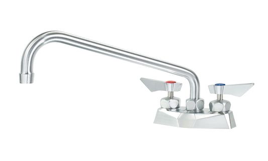 Krowne DX-312 Krowne DX-312. Diamond Series 4" Center Deck Mount Faucet with 12" Swing Spout. Solid chrome plated brass base with ultra-polish satin. Durable full range swing spout with Double o-ring construction. 