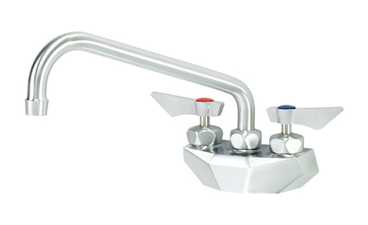 Krowne DX-410 Krowne DX-410. Diamond Series 4" Center Wall Mount Faucet with 10" Swing Spout. Solid chrome plated brass base with ultra-polish satin. Durable full range swing spout with Double o-ring construction.       