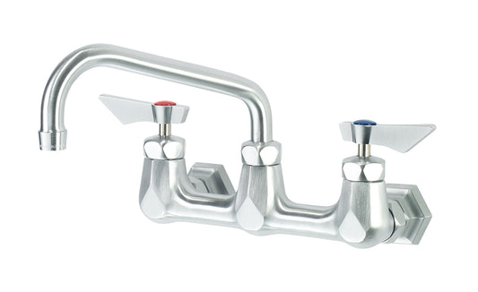 Krowne DX-806 Krowne DX-806. Diamond Series 8" Center Wall Mount Faucet with 6" Swing Spout. Solid chrome plated brass base with ultra-polish satin. Durable full range swing spout with Double o-ring construction.     