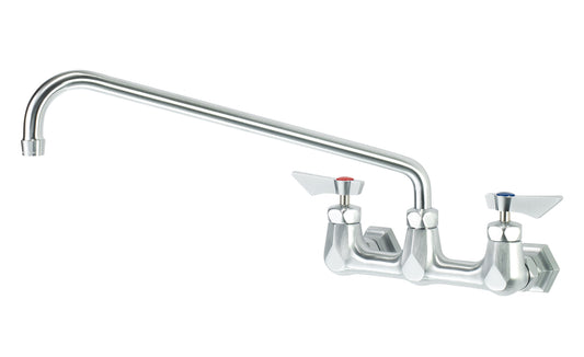 Krowne DX-816 Krowne DX-816. Diamond Series 8" Center Wall Mount Faucet with 16" Swing Spout. Solid chrome plated brass base with ultra-polish satin. Durable full range swing spout with Double o-ring construction.      