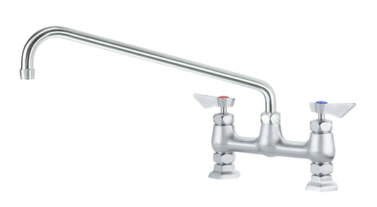 Krowne DX-916 Krowne DX-916. Diamond Series 8" Center Raised Deck Mount Faucet with 16" Swing Spout. Solid chrome plated brass base with ultra-polish satin. Durable full range swing spout with Double o-ring construction.                            