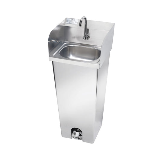 Krowne HS-40. Pedestal Hand Sink with Foot Valve and Side Splashes, 16"W.