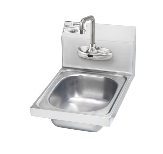 Krowne HS-64. Hand Sink with 4" Center Electronic Sensor Faucet, 12"W.