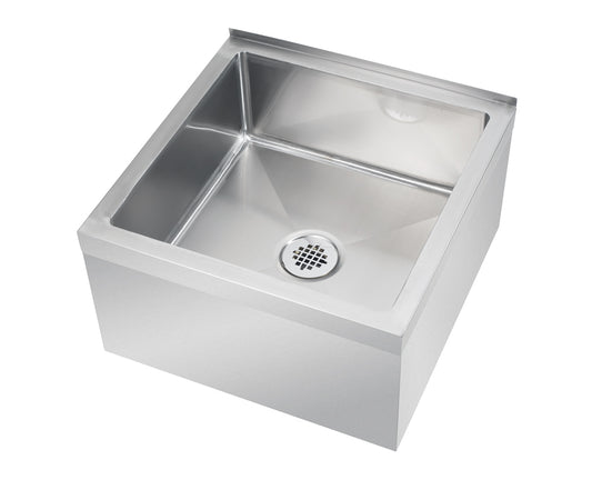 Krowne MS-1818 18" X 18" STAINLESS STEEL FLOOR MOP Sink WITH 2" Drain AND MOUNTING HARDWARE (SHIP LTL)              