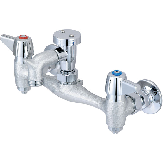 Central Brass 0050-URC-QI SERVICE SINK-7-7/8" TO 8-1/8" TWO CANOPY HDLS 2-1/2" RIGID SPT INTEG STOPS 1/4 TURN-ROUGH CP